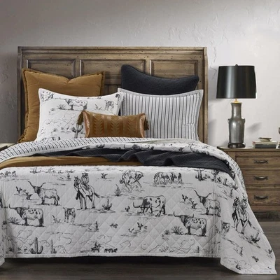 Ranch Life Full Queen Cotton Quilt Set, 3 Piece Western Bedding Set with Pill... - Image 1 of 4