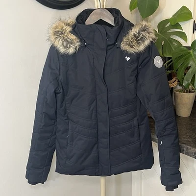 Obermeyer Tuscany Jacket II Womens 4 Black Insulated Faux Fur Hood Ski Winter - Image 1 of 4
