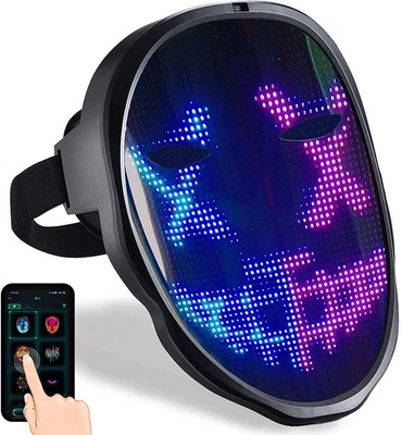 LED Mask Weihnachten Light Up Mask Kid Men Women Dj Masks Costume Party Cosplay - Bild 1 von 4