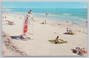 Postcard Wells Beach in Wells, ME. Lifeguard on Duty - Picture 1 of 2