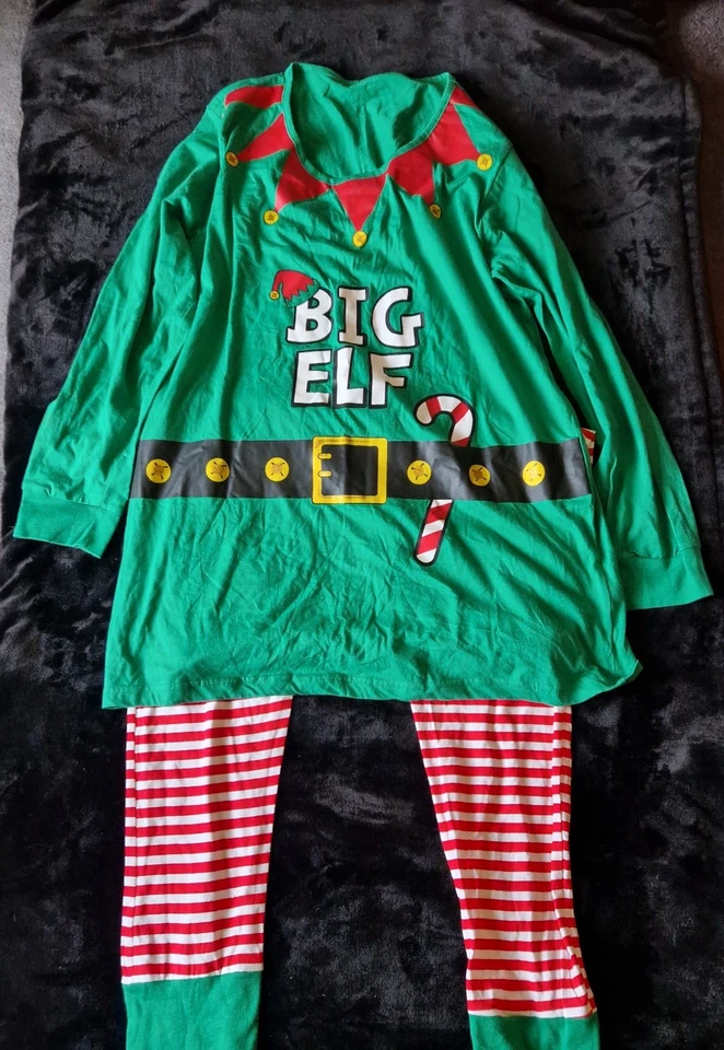 Peacocks Women’s “Big Elf” Christmas Pyjama Set – Size 14–16 – Festive Cotton - Image 1 of 4
