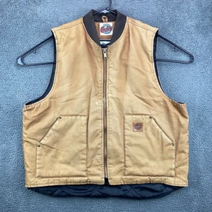 Cowboy Work Wear Vest Mens XL Tan Brown Utility Full Zip Pockets Cotton Blend - Picture 1 of 7