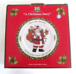 4 Vintage Portmeirion Neu im Karton A Christmas Story Teller Salat Wüste 8" Porzellan Winget - Bild 1 von 5