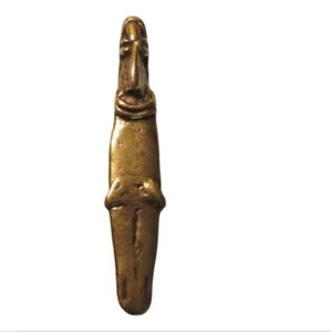 ALVA MUSEUM REPLICAS FIGURAL IDOL BROOCH GOLDTONE VINTAGE MODERNIST LONG PIN ART - Picture 1 of 20