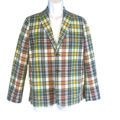 Blazer Brooks Brothers Rojo Vellón Niños Madrás Cuadros Preppy Clásico Grande Foto 1 de 4