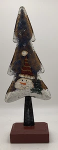 Albero di Natale in metallo arte popolare immagine pupazzo di neve dipinto a tema - Foto 1 di 7