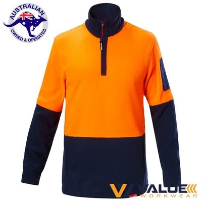 Hard Yakka Hi vis 2Tone 1/4 Zip Brushed Fleece Jmpr No Tape Y19330 - image 1 of 3