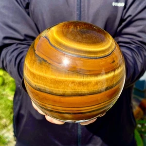3.79LB Large Natural Tiger's Eye Ball Quartz Crystal Sphere Gem Healing Décor - Picture 1 of 17