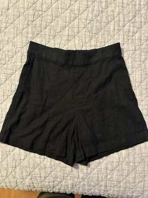 Pantalones Cortos BANANA REPUBLIC Mujer Lino Rayón Pull on Negro Bolsillos Playa Informal XS Foto 1 de 4
