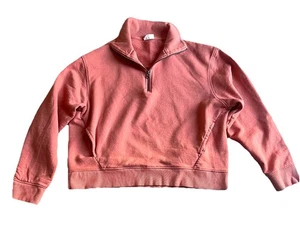 Pact Women's XL Apricot Brandy Essential Loopback Terry Quarter Zip Sweatshirt - Picture 1 of 8