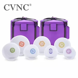 CVNC 440Hz 6"-12" 7 Piezas Estampado de Chakra Cristal Cantor Cuenco con Estuche Sonido Sanación - Imagen 1 de 7
