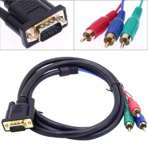 VGA Male to TV 3 RCA Male Component AV Audio Video Adapter Cable Converter Lead - Picture 1 of 6