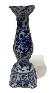 Kerzenstick feines China Porzellan Halter blau weiß Blumenmuster 11 1/4"" groß - Bild 1 von 8