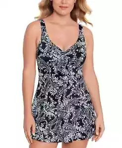 Swim Solutions 3223 Women's Tummy Control Bow Front Swimdress Size 10 - Picture 1 of 3
