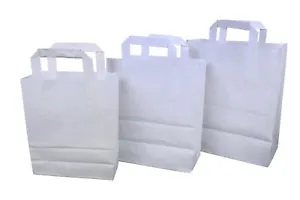 More details for brown &amp; white kraft paper sos food carrier bags with handles party takeaway etc