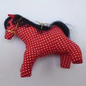 VINTAGE BOALT POLKA DOT PONY HANDMADE SIGNED FOLK ART XMAS ORNAMENT FREE S&H 518 - Picture 1 of 7