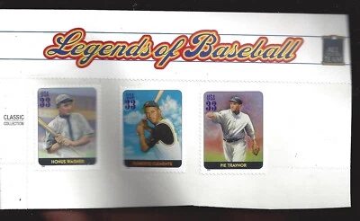 Lot of 3 unused postal Stamps Legends of Baseball Series Clemente Wagner Traynor - Image 1 of 2