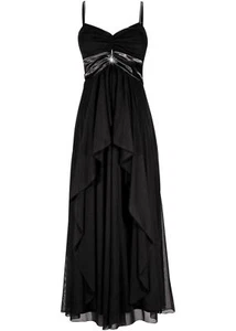 Maxikleid mit Volants Gr. 34 Schwarz Damen-Maxi-Abend-Party-Cocktailkleid Neu* - Bild 1 von 1