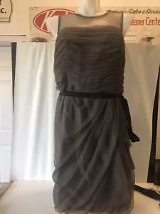 Vestido de fiesta para mujer Vera Wang gris tul hasta la rodilla escote corazón talla 16 - Imagen 1 de 5