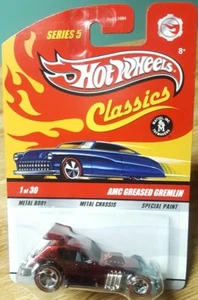 Hot Wheels Classics Serie 5 AMC gefetteter Gremlin rot mit Geisterflammen 1:64 Neu - Bild 1 von 12