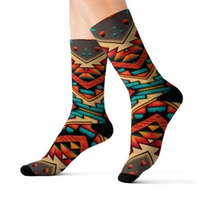 All Over Print Adult Socks Southwestern Navajo Pattern Aztec Native American - Picture 1 of 9