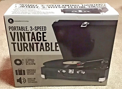 Vtg Turntable portable 3 speed built-in speakers - ITVS-550 NEW IN BOX COMPLETE Foto 1 de 4