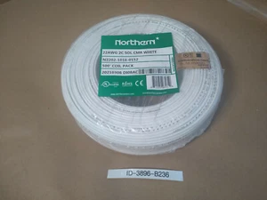 Northern 22AWG 2C Stranded BC PVC Unshielded CMR White 500' N2202-1006-0152 - Picture 1 of 3