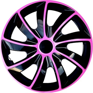 Embellecedores de rueda 4x14"" aptos para Fiat 500 Punto Panda - 14"" totalmente nuevos rosa/negro - Imagen 1 de 8
