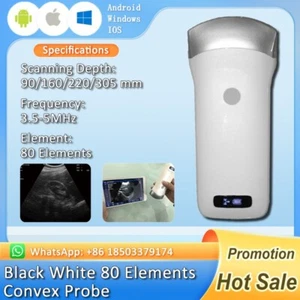 Portable Handheld Wifi Ultrasound Probe 3.5-5MHz Convex Probe Android iOS Windos - Imagen 1 de 7