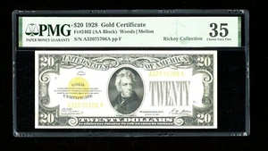 DBR 1928 $20 Gold Certificate Fr. 2402 PMG 35 Serial A32075706A - Picture 1 of 2