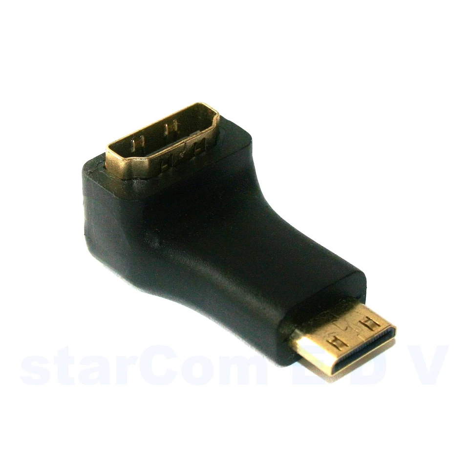 Adapter HDMI Mini-Stecker Typ C / HDMI Buchse Kupplung Typ A 19-pin gewinkelt - Bild 1 von 1