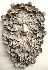 Leaf Face Mythical Man Classical Art Wall Sculpture Decor - Foto 1 di 7