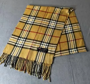 100 Cashmere Scarf Check Plaid (Made in Scotland) 72" Long - Picture 1 of 4