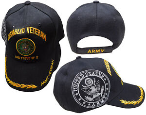 US Army Disabled Vet Veteran Black Shadow Emblem Embroidered Cap Hat LICENSED