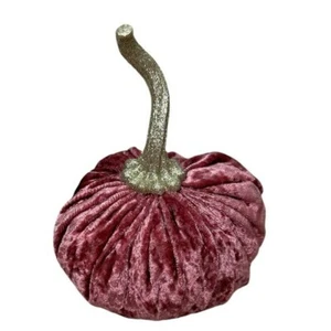 NEW Pink Velour Pumpkin Fall Home Decor Sparkle Office Accent Girly House - Picture 1 of 6