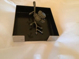 EXCELLENT CONDITION Michael Aram Black Orchid Cocktail Napkin Holder - 5.25” Sq - Picture 1 of 2