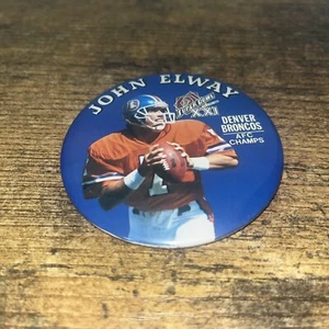 Vintage 1986 Round Pin Button Super Bowl XX1 (21) John Elway Denver Broncos 3” - Picture 1 of 2
