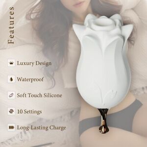 Rose Clit Sucking Vibrator Women Sex Toy Luxury Massager MiGe-White - 2 Pack