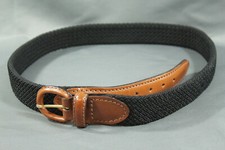 Carroll & Co. Men's Black Woven Elastic & Brown Leather Belt Size 32" Waist