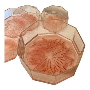 Pink Depression Glass Bowl 5 Italian pieces Salad Dessert Set art deco design - Picture 1 of 6