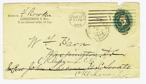 Albuquerque N. Mex to Washington DC US Senate forwarded to Oklahoma City OT 1893 - Picture 1 of 2