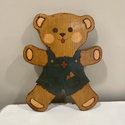 Oso de peluche vintage tallado a mano de madera abuela guardería casa de campo Foto 1 de 4