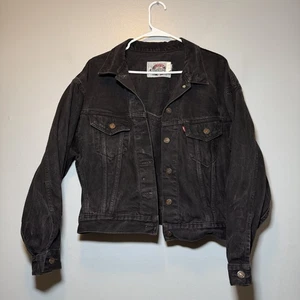 VTG Levi’s Denim Jacket Small Trucker Jean Jacket Distressed Black 1992 RARE ⭐️ - Picture 1 of 14
