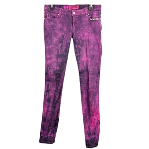 Tripp NYC Pink Tie Dye Skinny Low Rise Jeans Biker Grunge Goth Stretch sz S - Picture 1 of 15