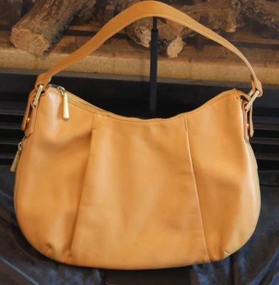 Bolso de Hombro Hobo Nuevo con Etiquetas Harley Amarillo Miel/Naranja Cuero Grande Foto 1 de 4