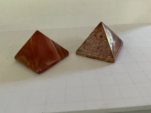 Lot of 2 Brecciated Jasper Stone Minerals Healing Point Pyramid - Picture 1 of 4