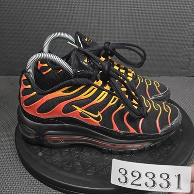 Nike Air Max Plus 97 Shoes Boys Size 4 Black Orange Flame Sneakers AH8144-002 - Image 1 of 4