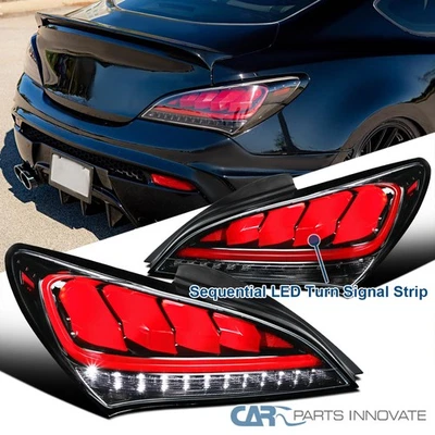 Pearl Black Fits 2010-2016 Hyundai Genesis Coupe Full LED Sequential Tail Lights - Image 1 of 4
