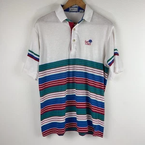 Vintage Aureus Herren Preppy Golf Freizeit Gestreiftes Poloshirt Größe L - Bild 1 von 8
