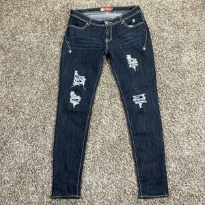 Apple Bottom Jeans Womens 9/10 Blue Dark Wash Distressed Y2K Vintage Hip Hop - Picture 1 of 13